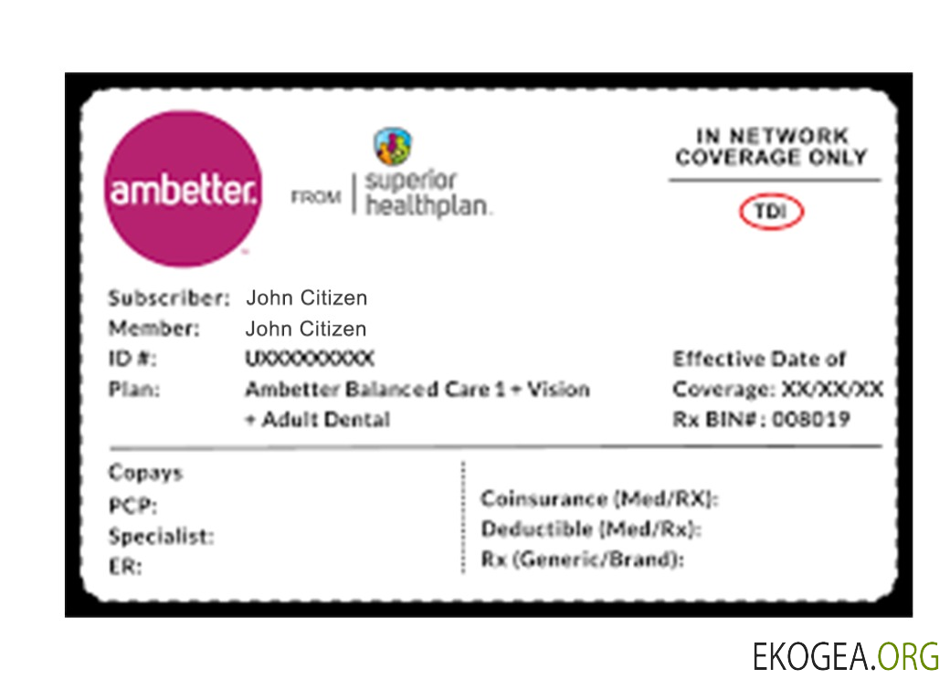 Carte d'assurance maladie Ambetter Health aux États Unis